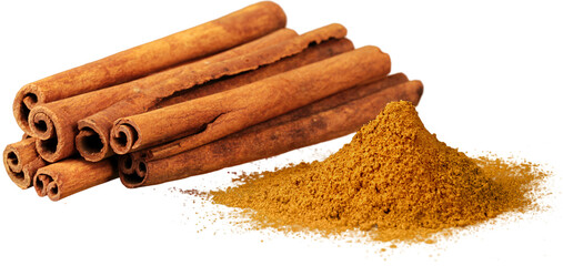 Cinnamon sticks and ground up cinnamon
