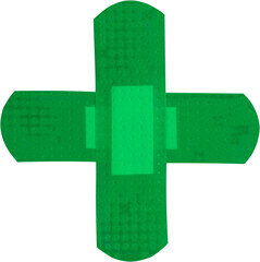 Crossed Green Sticking Plasters - Isolated
