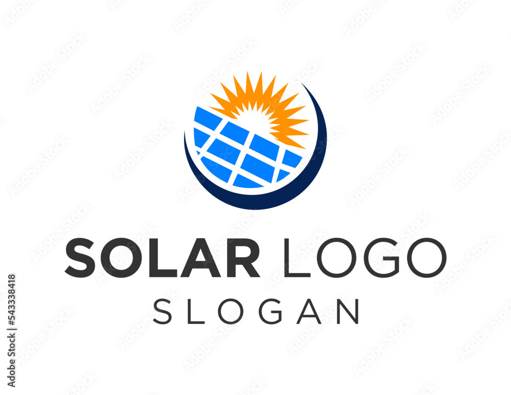 Poster logo about solar panel on white background. created using the coreldraw application.