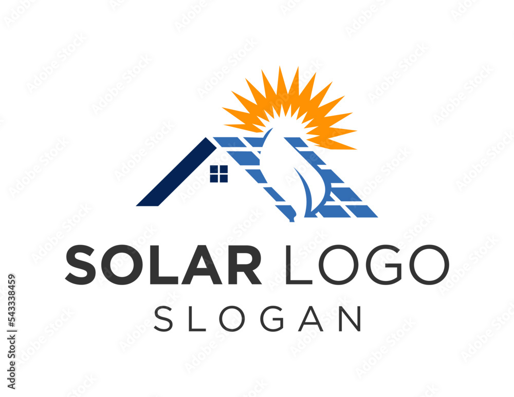 Poster logo about solar panel on white background. created using the coreldraw application.