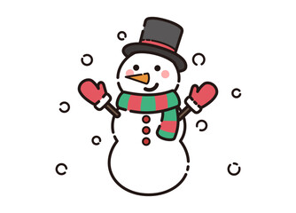 帽子を被っている雪だるまのイラスト