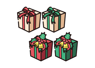 クリスマスプレゼントのイラストセット
