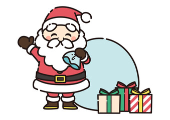 袋を持っているサンタクロースのイラスト／PNG