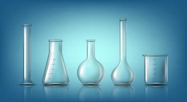 3d realistic vector icon. Laboratory equipment, lab glassware. Sience and biology education concept.