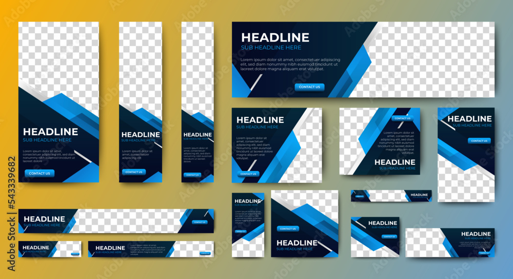 Canvas Prints headline banners design web template set, horizontal header web banner. black and blue cover header 