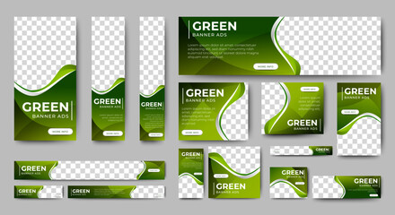 Nature banners design web template Set, Horizontal header web banner. Beauty green cover header background for website design, Social Media Cover ads banner, flyer, invitation card