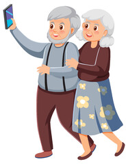 Elderly couple taking a selfie