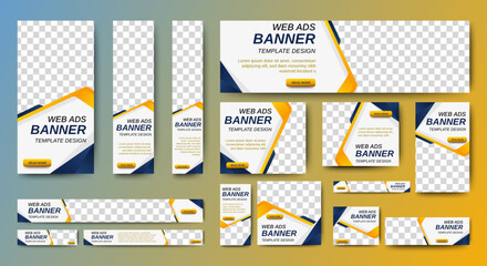 Web advertising banner template design. Modern web layout set with standard size. vector - obrazy, fototapety, plakaty