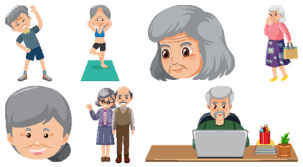 Collection of elderly people icons