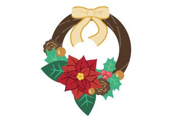 クリスマスリースのイラスト／線画なし／PNG