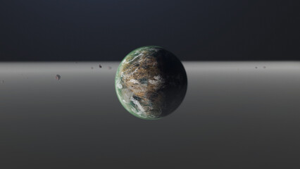 Alien Habitable Planets With Asteroid 3D Rendering