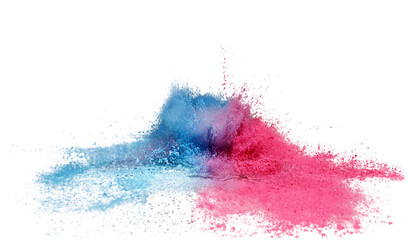 Abstract powder splatted. Colorful powder explosion on white background. Colorful dust explode.