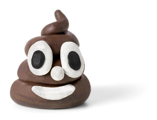 Art emoticon brown poop with eyes and mouth