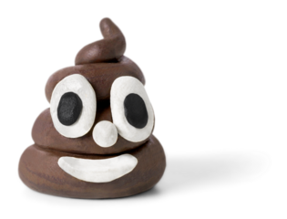 Art emoticon brown poop with eyes and mouth