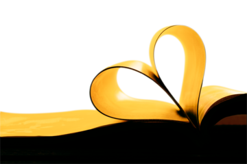 Book pages in heart shape isolated on white background