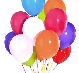 Many decoration bunches of gift colorful balloons