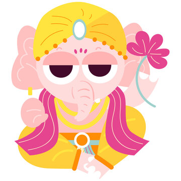 Ganesha blessing vector illustration in flat color design