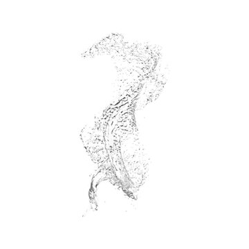 Water splashes with blue liquid waves with swirls and drops a realistic