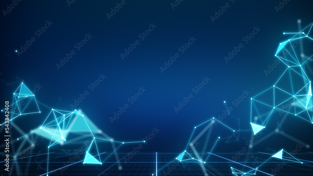 Poster background blue line waves with light showing through