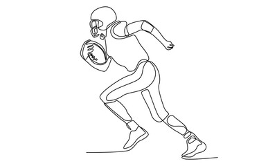 Fototapeta premium Continuous line of American football player holding a ball