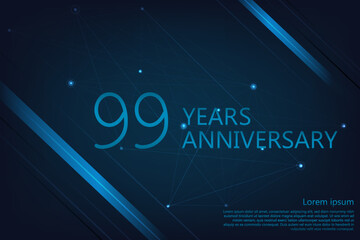 99 years anniversary geometric banner. Poster template for celebrating anniversary event party. Vector illustration