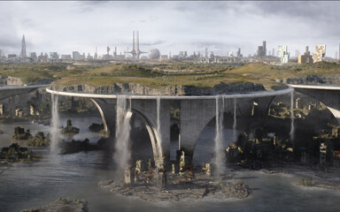 bridge over the river in winter