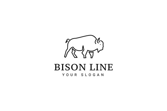 Bison Bull Buffalo Angus Silhouette Steak Vintage Retro Logo Design
