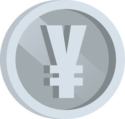 Shiny Japanese Yen Silver Coin Vector Illustration