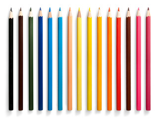 Colored pencils set isolated on white background