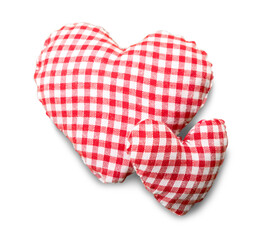 Red decorative hearts on white background