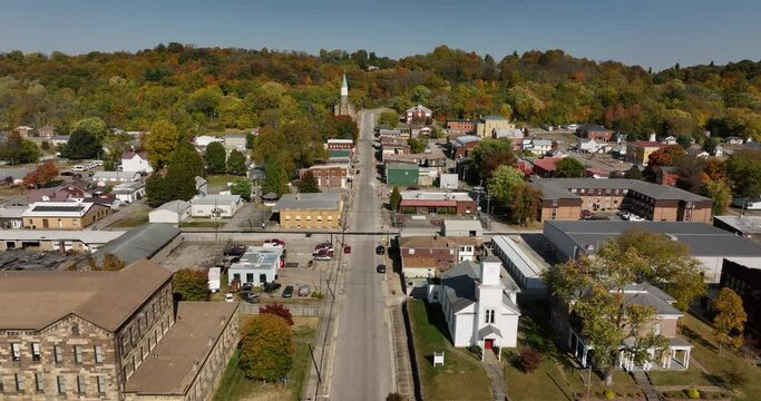Aerial View Cannelton Indiana Main Street