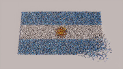 Argentine Flag formed from a Crowd of People. Banner of Argentina on White.