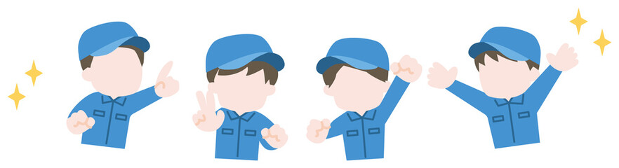 男性作業員たちのイラストセット