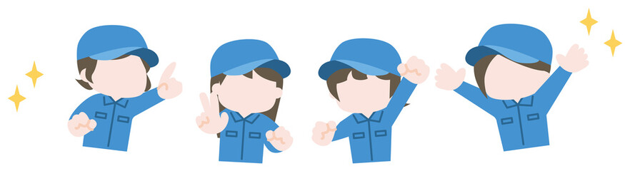 女性作業員たちのイラストセット