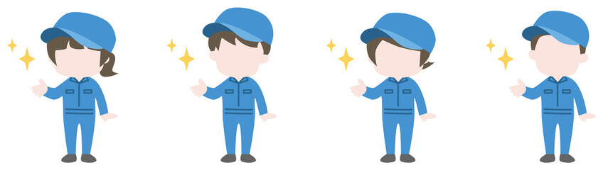 案内をする作業員のイラストセット