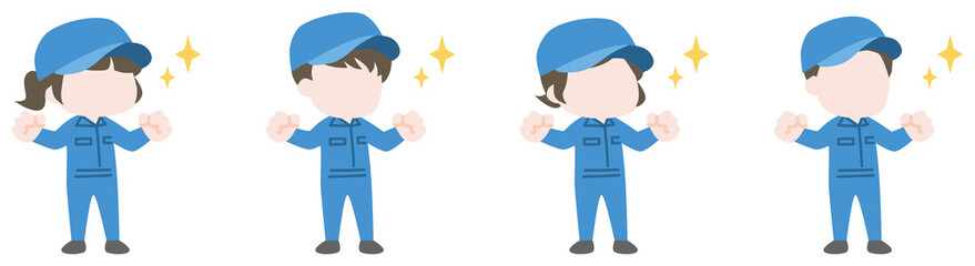 やる気のある作業員のイラストセット