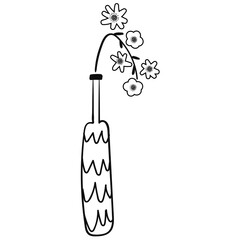 Flower vase vector illustration in line stroke design