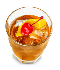 Set of various drinks, cocktails and beer isolated on white background