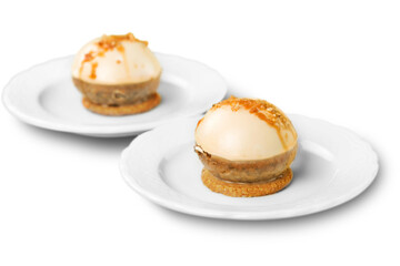 Sweet desserts isolated on white