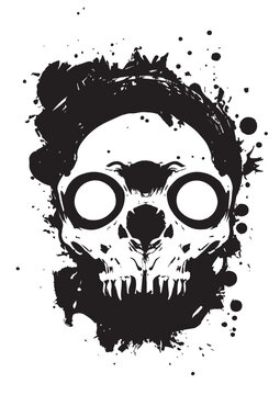 Evil skull vector. Scull for t-shirt or poster design. Hipster insignia concept. Rorshark style scull icon illustration.
