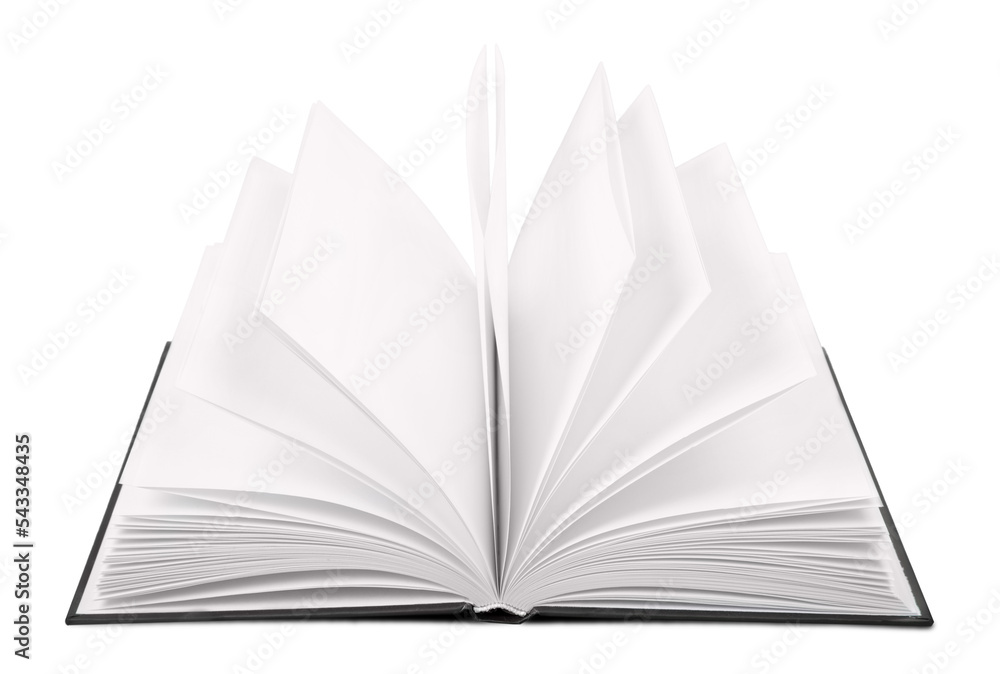 Wall mural open empty notebook on background