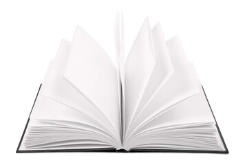 Open empty notebook on background