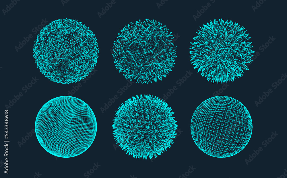 Wall mural sphere with connected lines and dots. global digital connections. wireframe illustration. abstract v