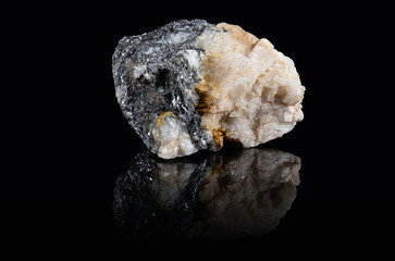 Grey and white mineral galena with a rough surface