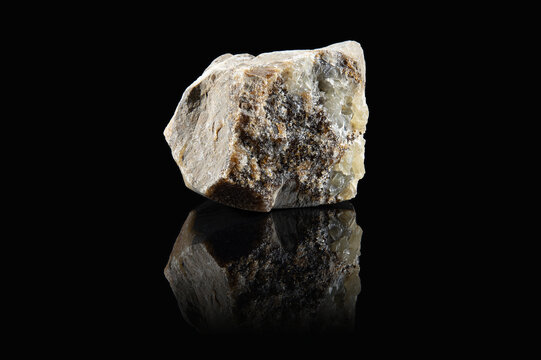 An unprocessed fragment of the gray septaria mineral with white inclusions