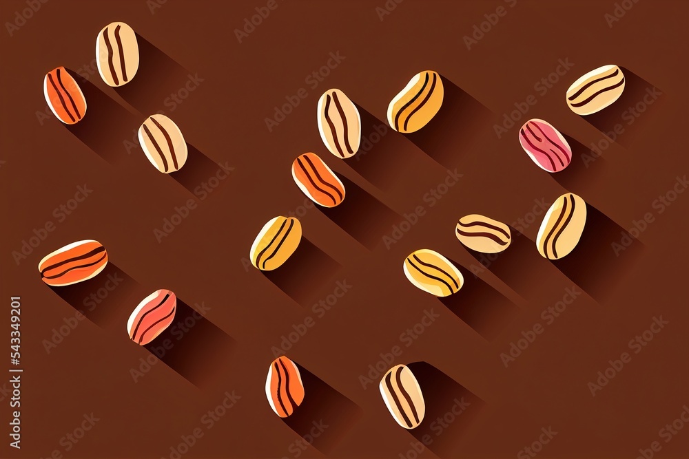 Poster a group of different colored eggs on a brown background with shadows on the ground and a long shadow