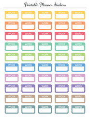 Work, colorful labels planner stickers, printable sheet for daily planner, school, business - 543349476