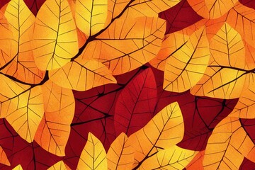 Fototapeta na wymiar seamless autumn pattern with leaves. background, wallpaper. print for fabric, wrapping paper.yellow,brown color
