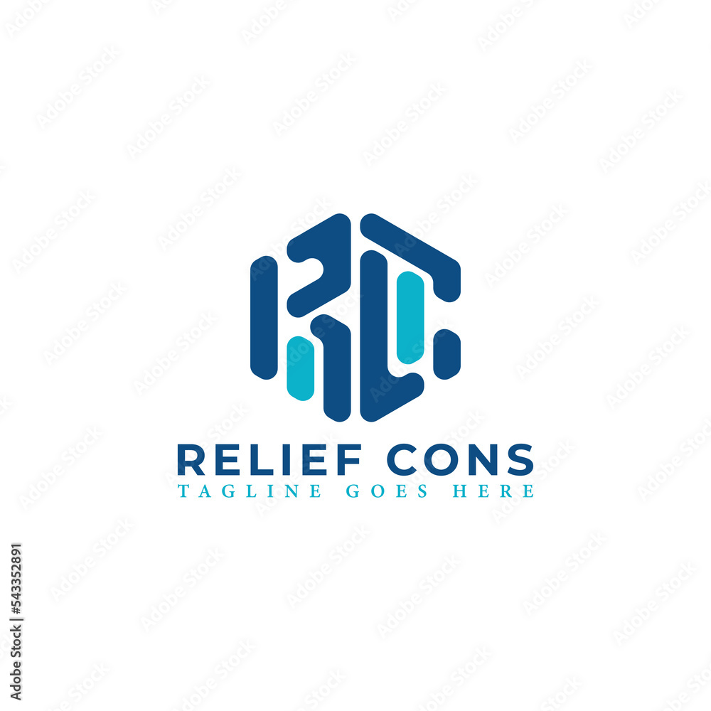 Poster abstract initial letter rc or cr logo in blue color isolated in white background applied for constru