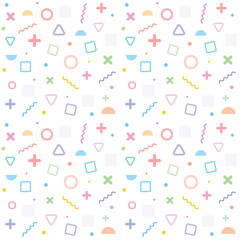 a pattern of pastel colors in which various shapes are repeated